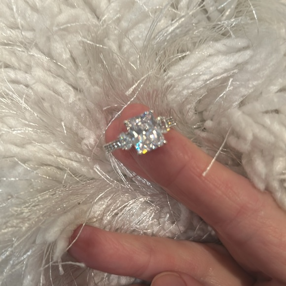 Lustro Stella Finest CZ Ring in Platinum over Sterling Silver.  NWT - Picture 6 of 8